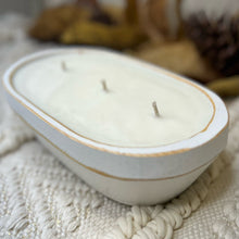 Load image into Gallery viewer, 3 Wick Farmhouse Wood Bowl Candle