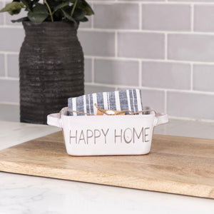 Happy Home - Ceramic Dish with Dish Towel