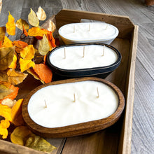 Load image into Gallery viewer, 3 Wick Farmhouse Wood Bowl Candle
