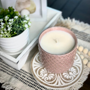 Blushing Dots -Soft Pink Ceramic Candle