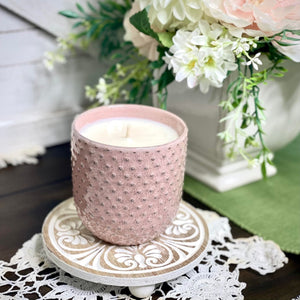 Blushing Dots -Soft Pink Ceramic Candle